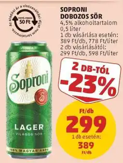 PENNY Soproni Dobozos Sör ajánlat