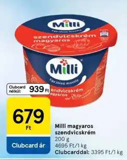 Tesco Milli magyaros szendvicskrém ajánlat