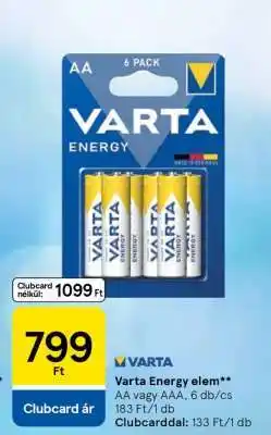 Tesco Varta Energy elem ajánlat