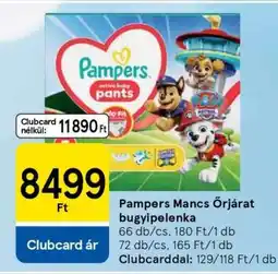 Tesco Pampers Mancs Őrjárat bugyipelenka ajánlat