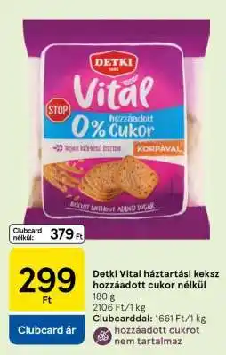 Tesco Detki Vital háztartási keksz hozzáadott cukor nélkül ajánlat