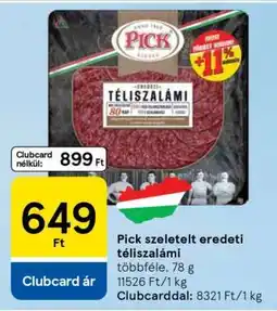 Tesco Pick szeletelt eredeti téliszalámi ajánlat