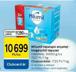 Tesco Milumil tejalapú anyatej-kiegészítő tápszer ajánlat