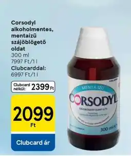 Tesco Corsodyl alkoholmentes, mentaízű szájöblögető oldat ajánlat