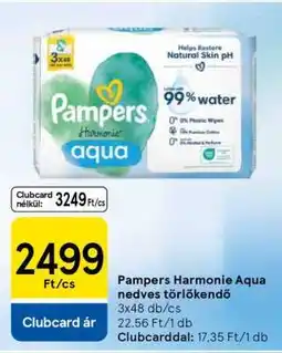 Tesco Pampers Harmonie Aqua nedves törlőkendő ajánlat