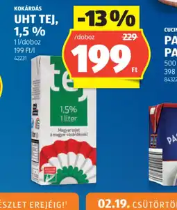 ALDI KOKÁRDÁS UHT TEJ 1,5 % ajánlat