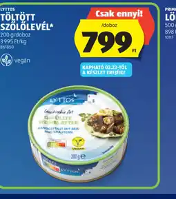 ALDI LYTTOS TÖLTÖTT SZŐLŐLEVÉL ajánlat