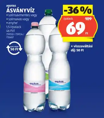 ALDI AQUITAS ÁSVÁNYVÍZ ajánlat