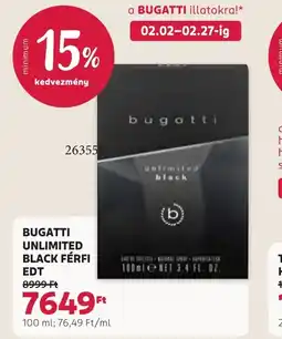 Rossmann BUGATTI UNLIMITED BLACK FÉRFI EDT ajánlat