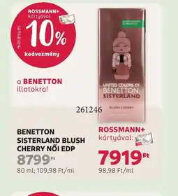 Rossmann BENETTON SISTERLAND BLUSH CHERRY NŐI EDP ajánlat