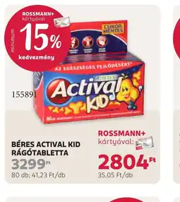 Rossmann BÉRES ACTIVAL KID RÁGTABLETTA ajánlat