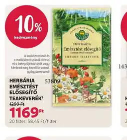 Rossmann HERBÁRIA EMÉSZTÉST ELŐSEG 20TŐ TEAKEVERÉK ajánlat