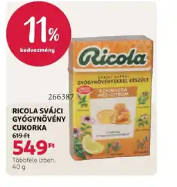 Rossmann RICOLA SVÁJCI GYGYNÖVÉNY CUKORKA ajánlat