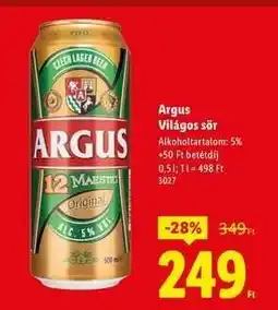 Lidl Argus Világos sör ajánlat
