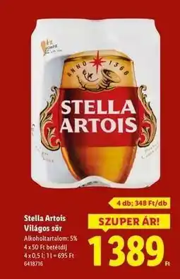 Lidl STELLA ARTOIS Világos sör ajánlat