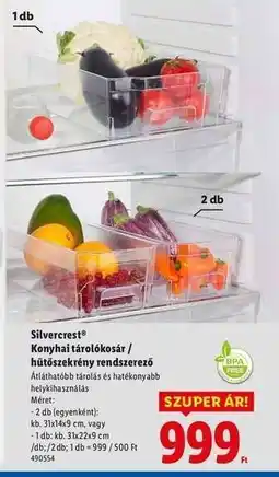 Lidl Silvercrest Konyhai tárolókosár / hűtőszekrény rendszerező ajánlat