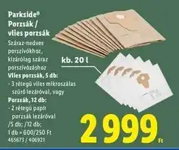 Lidl PARKSIDE Porzsák / vlies porzsák ajánlat