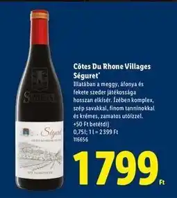 Lidl CÔTES DU RHONE VILLAGES Séguret ajánlat