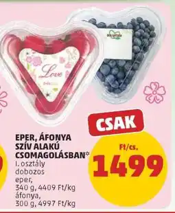 PENNY Eper, áfonya szív alakú csomagolásban ajánlat