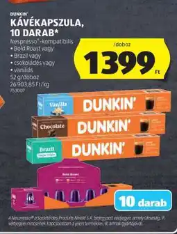 ALDI DUNKIN' Kávékapszula, 10 darab ajánlat