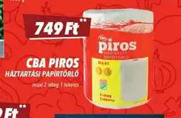 CBA CBA PIROS HÁZTARTÁSI PAPÍRTÖRLŐ ajánlat