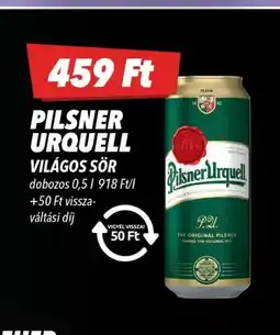 CBA PILSNER URQUELL VILÁGOS SÖR ajánlat