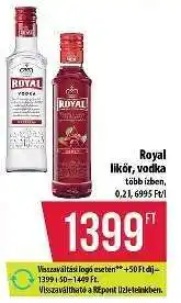 Coop Royal likőr, vodka ajánlat