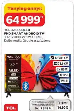 Auchan TCL 32S5K QLED FHD SMART ANDROID TV ajánlat