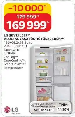 LG GBV21L0EPY Alulfagyasztós Hűtőszekrény