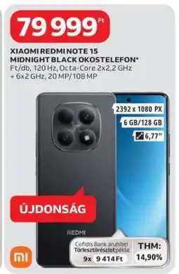 Auchan XIAOMI REDMI NOTE 15 MIDNIGHT BLACK OKOSTELEFON ajánlat