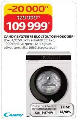 Auchan CANDY EY27SB7S ELŐLTÖLTŐS MOSÓGÉP ajánlat