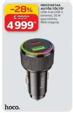 Auchan HOCO NZ14A AUTÓS TÖLTŐ ajánlat
