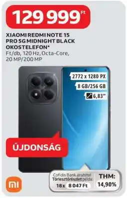 Auchan Xiaomi Redmi Note 15 Pro 5G Midnight Black Okostelefon ajánlat