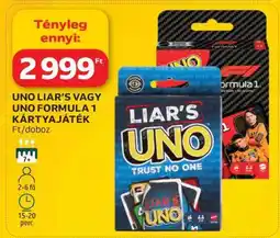 Auchan UNO LIAR'S VAGY UNO FORMULA 1 KÁRTYAJÁTÉK ajánlat