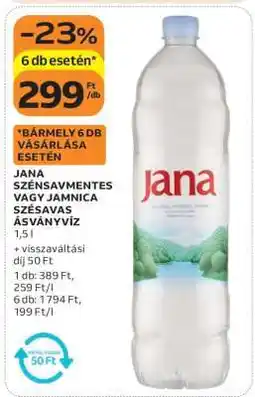 Auchan Jana szénsavmentes vagy Jamnica szénsavas ásványvíz ajánlat