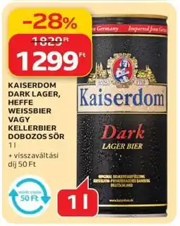 Auchan KAISERDOM DARK LAGER, HEFFE WEISSBIER VAGY KELLERBIER DOBOZOS SÖR ajánlat