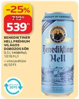 Auchan BENEDIKTINER HELL PRÉMIUM VILÁGOS DOBOZOS SÖR ajánlat