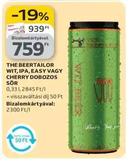Auchan THE BEERTAILOR WIT, IPA, EASY VAGY CHERRY DOBOZOS SÖR ajánlat