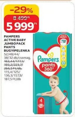 Auchan Pampers Active Baby Jumbo Pack Pants Bugyipelenka ajánlat