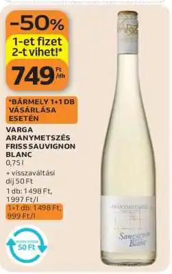 Auchan VARGA ARANYMETSZÉS FRISS SAUVIGNON BLANC ajánlat