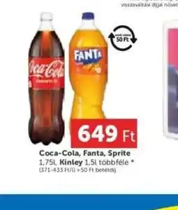 PRIVÁT Coca-Cola, Fanta, Sprite, Kinley üdítő ajánlat