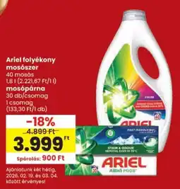 Spar Ariel folyékony mosószer, mosóparna ajánlat
