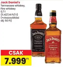 Spar Jack Daniel's Tennessee whiskey, Fire whiskey ajánlat