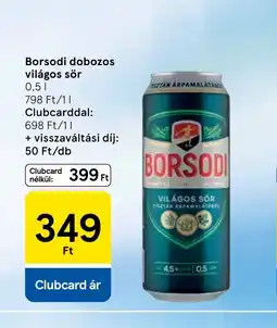 Tesco BORSODI világos sör ajánlat