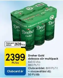 Tesco Dreher Gold dobozos sör multipack ajánlat