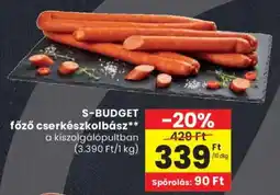 Spar S-BUDGET főző cserkészkolbász ajánlat