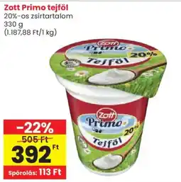 Spar Zott Primo tejföl 20%-os ajánlat