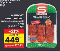 Interspar S-BUDGET parasztkolbász ajánlat