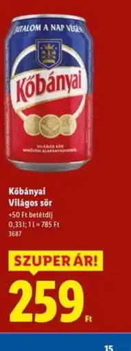 Lidl Kőbányai Világos sör ajánlat