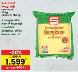 Interspar S-BUDGET hegyi sajt ajánlat